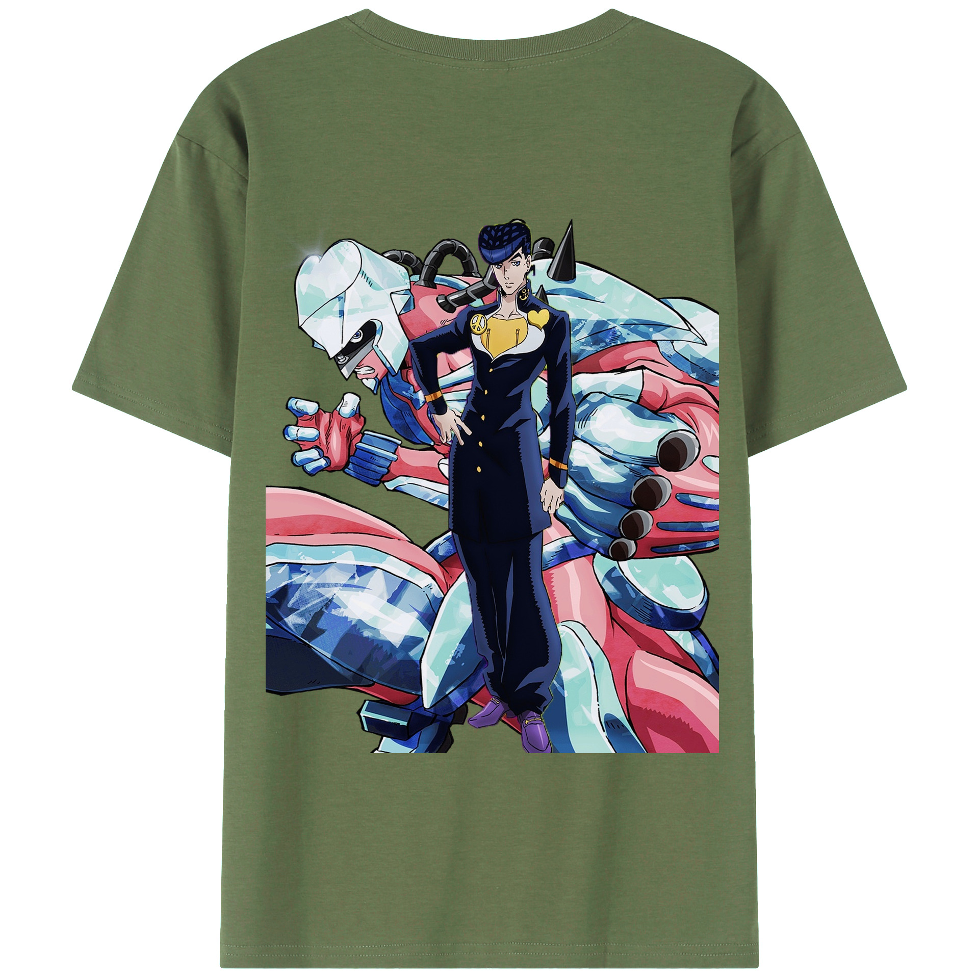 （画像用） ジョジョの奇妙な冒険 ひがしかた じょうすけ JoJo's Bizarre Adventure Higashikata Josuke 綿100％ メンズ半袖Tシャツ（バックプリント） 通気性